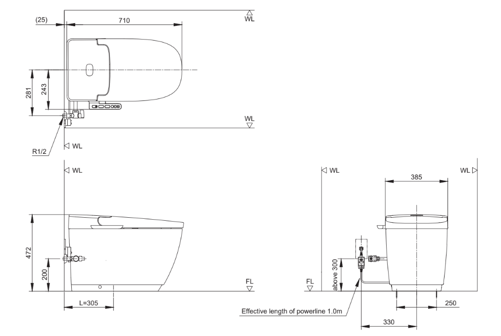 Bồn cầu thông minh điện tử Inax SARAS AC-816VN