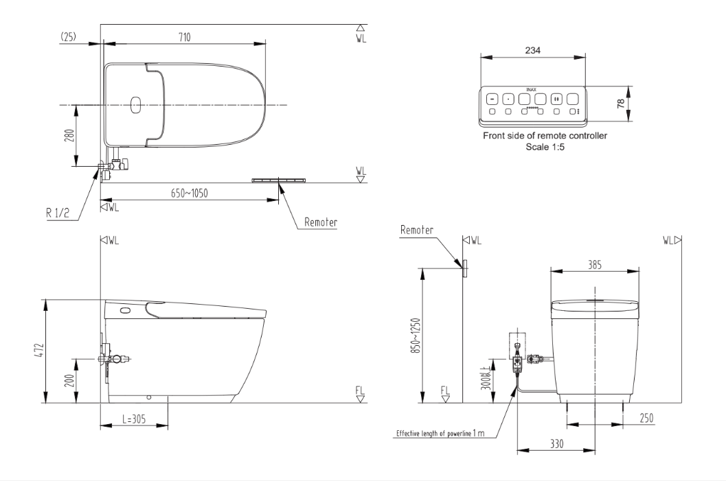 Bồn cầu thông minh điện tử Inax SARAS AC-819VN